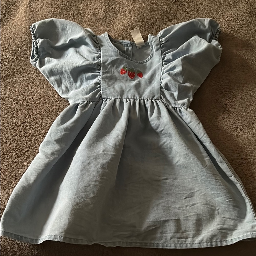 H&M Strawberry Ruched Sundress with Puff Cap Sleeves